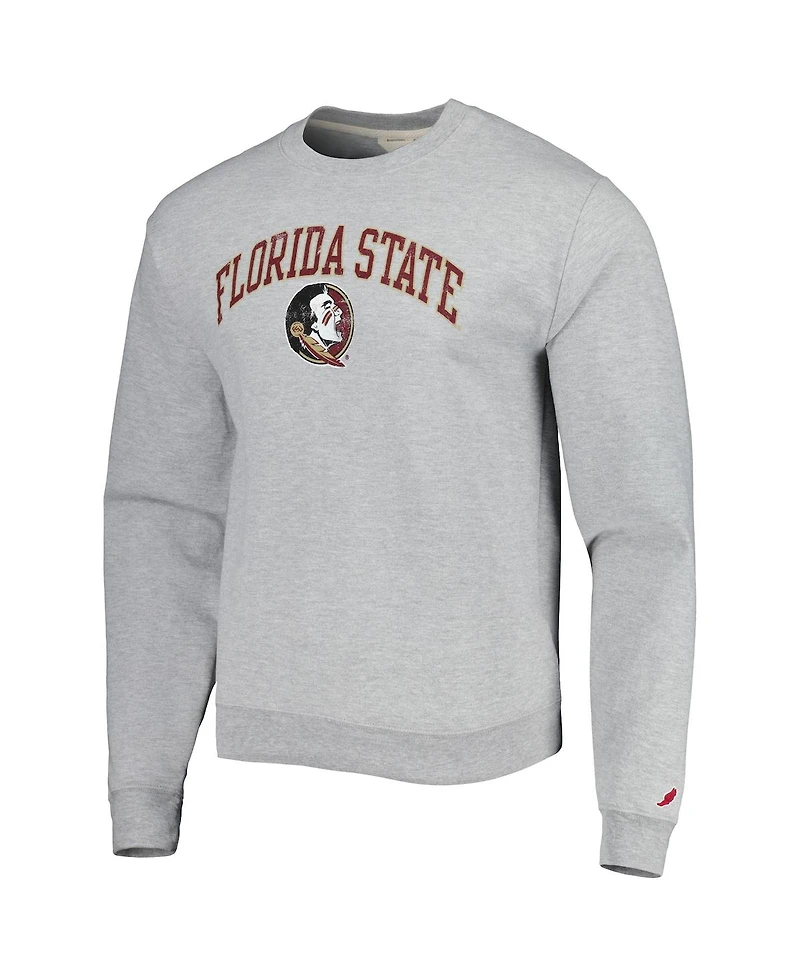 Men's League Collegiate Wear Gray Florida State Seminoles 1965 Arch Essential Fleece Pullover Sweatshirt