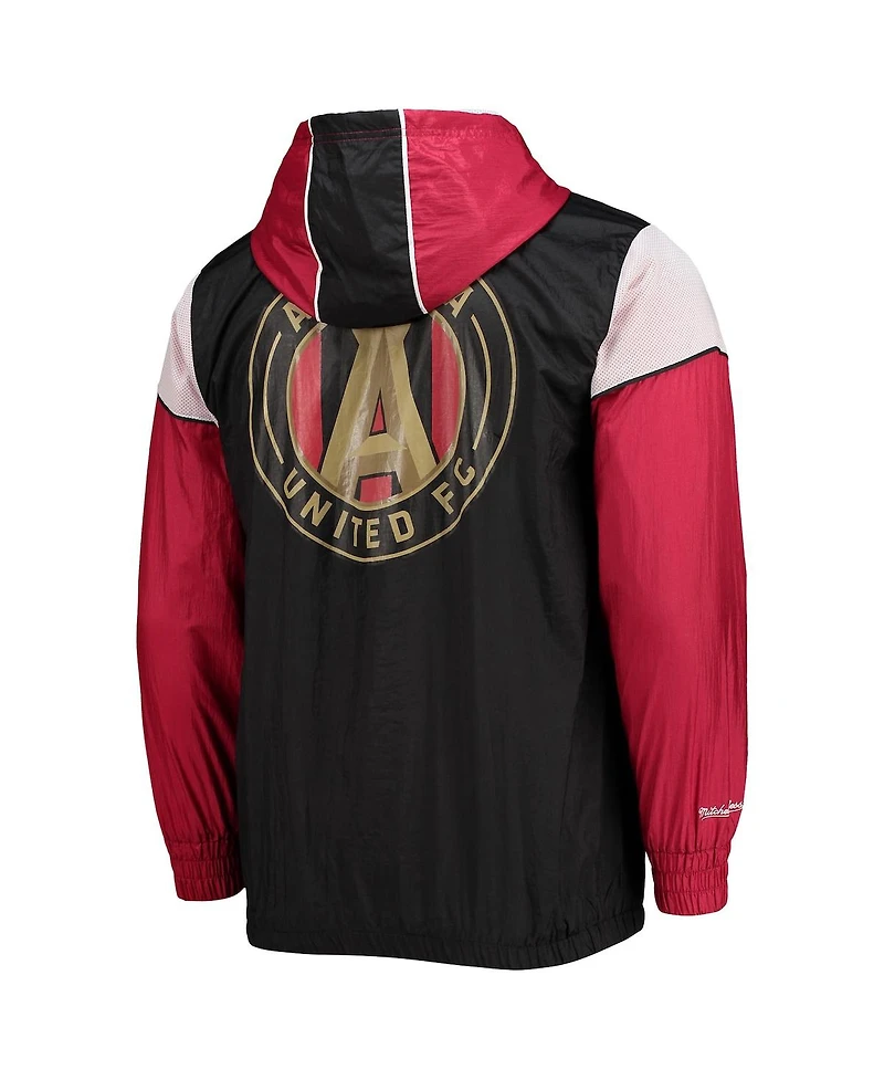 Men's Mitchell & Ness Black Atlanta United Fc Highlight Reel Half-Zip Hoodie Windbreaker Jacket
