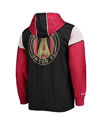 Men's Mitchell & Ness Black Atlanta United Fc Highlight Reel Half-Zip Hoodie Windbreaker Jacket