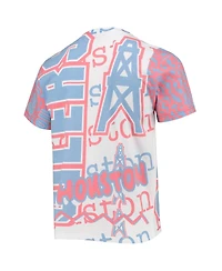 Men's Mitchell & Ness White Houston Oilers Jumbotron 2.0 Sublimated T-shirt
