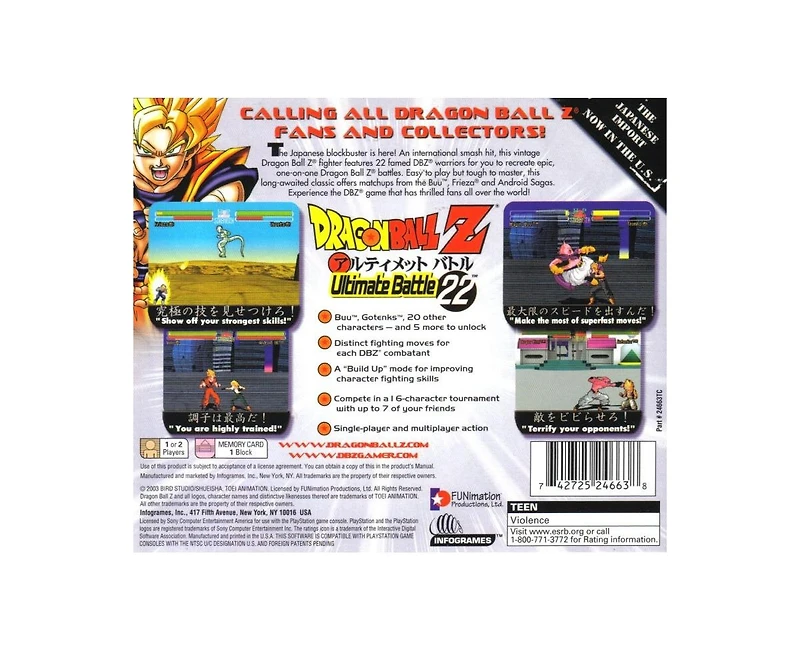 Atari Dragon Ball Z: Ultimate Battle 22 Us Ver - PlayStation