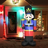 Homcom Colorful 8ft Inflatable Nutcracker Soldier with Scepter Led Outdoor Yard