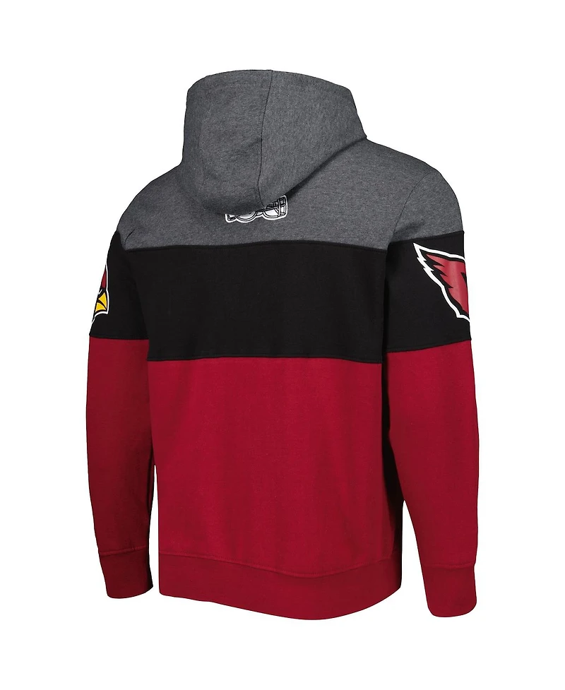 Men's Starter Heather Charcoal, Cardinal Arizona Cardinals Extreme Pullover Hoodie