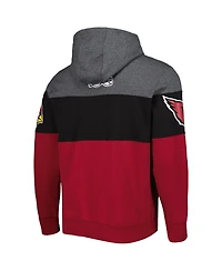 Men's Starter Heather Charcoal, Cardinal Arizona Cardinals Extreme Pullover Hoodie