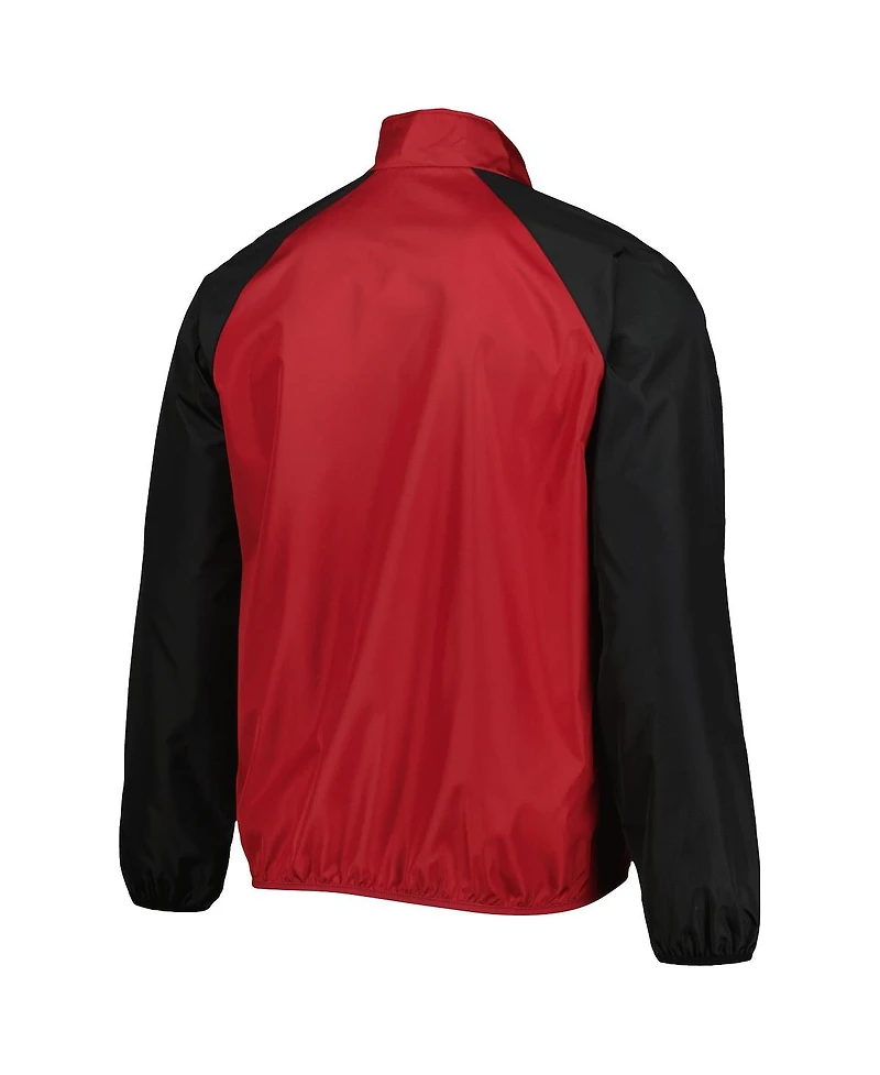 Men's G-iii Sports by Carl Banks Cardinal, Black Arkansas Razorbacks Point Guard Raglan Half-Zip Jacket