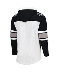 Men's '47 Brand Las Vegas Raiders Heather Gray Gridiron Lace-Up Pullover Hoodie