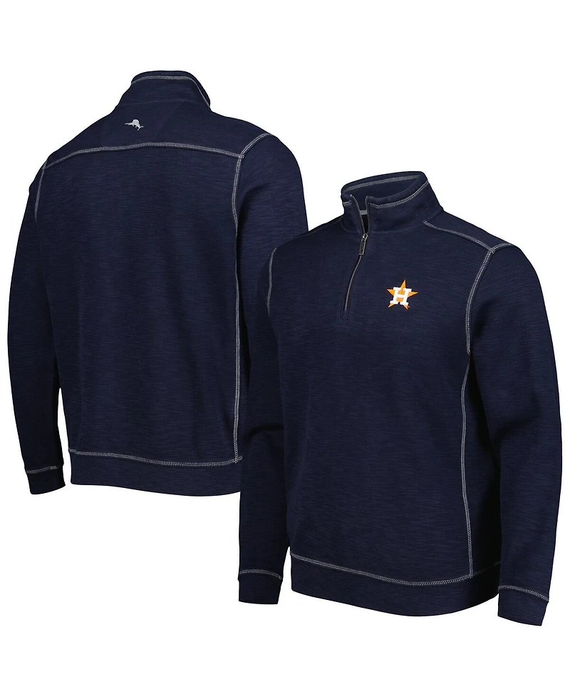Men's Tommy Bahama Blue Houston Astros Tobago Bay Tri-Blend Quarter-Zip Sweatshirt