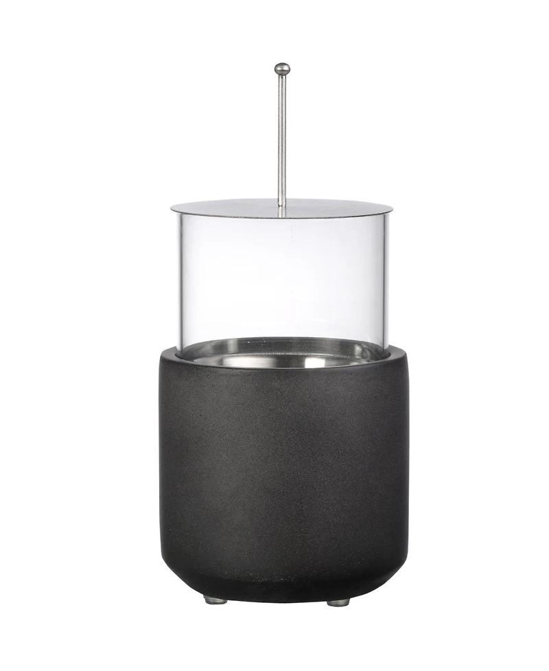 Tabletop Fireplace, Mini Concrete Ethanol Fire Bowl Lid Dark Grey