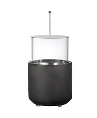 Tabletop Fireplace, Mini Concrete Ethanol Fire Bowl Lid Dark Grey