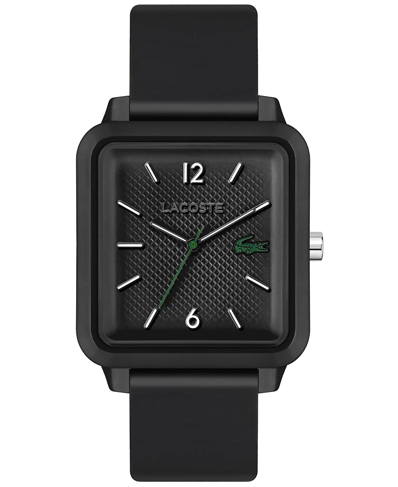 Lacoste Men's Studio Black Silicone Strap Watch 36mm x 38mm