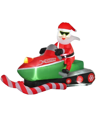 Homcom 7ft Long Santa Snowmobile Outdoor Christmas Inflatable Lawn Blow Up