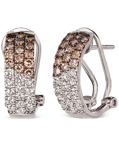 Le Vian Ombre Chocolate Diamond & Nude (1-1/4 ct. t.w.) Omega Hoop Earrings 14k Rose Gold, White Gold or Yellow