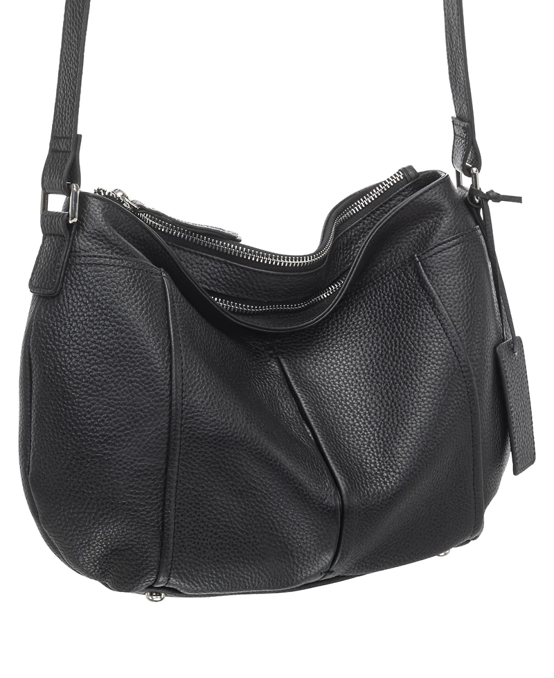 Mancini Women's Pebbled Scarlet Crossbody Hobo Bag