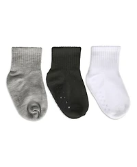 MeMoi Little Girls 3 Pairs Unisex Ribbed Non-Skid Ankle Socks