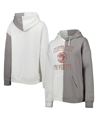 Women's Gameday Couture Gray, White Florida State Seminoles Split Pullover Hoodie
