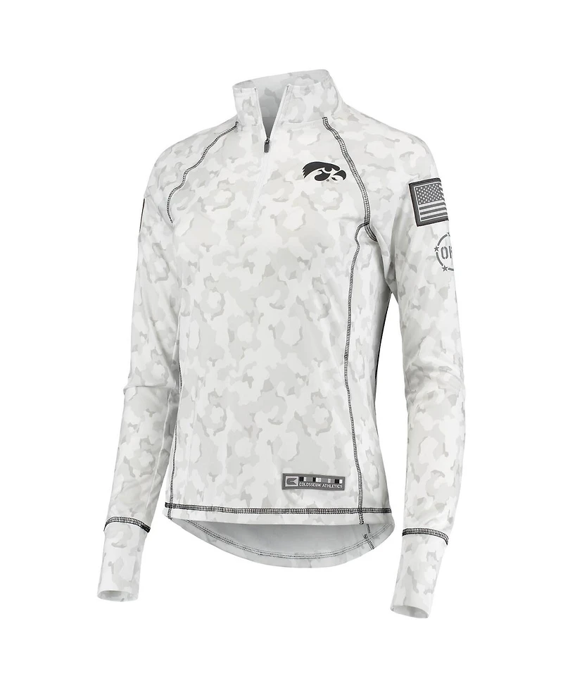 Women's Colosseum White Iowa Hawkeyes Oht Military-Inspired Appreciation Officer Arctic Camo 1/4-Zip Jacket