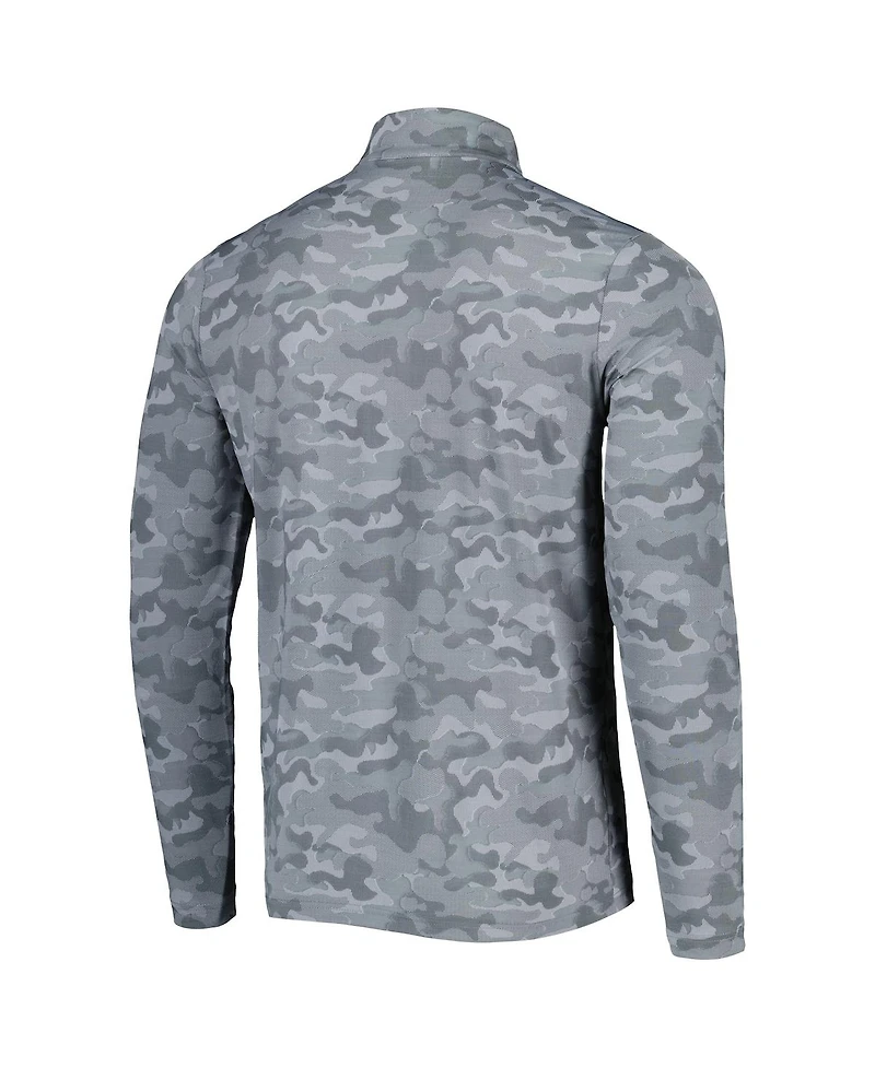 Men's Antigua Gray Philadelphia Eagles Brigade Throwback Quarter-Zip Top
