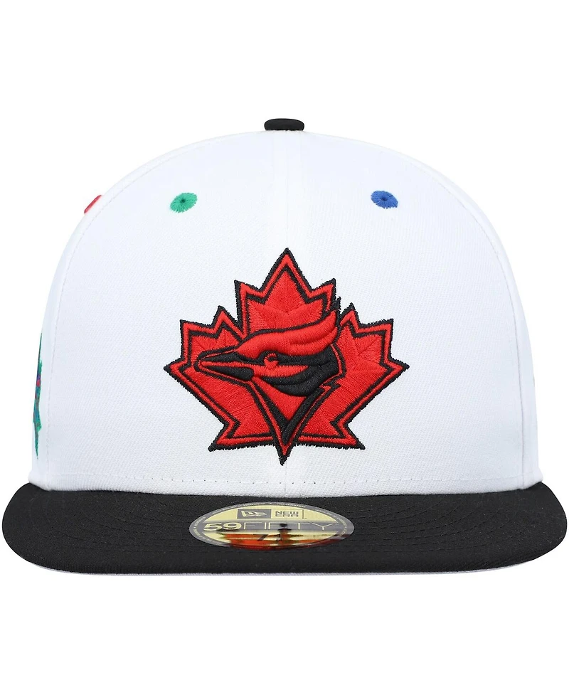 Men's New Era White, Black Toronto Blue Jays 25th Anniversary Primary Eye 59FIFTY Fitted Hat