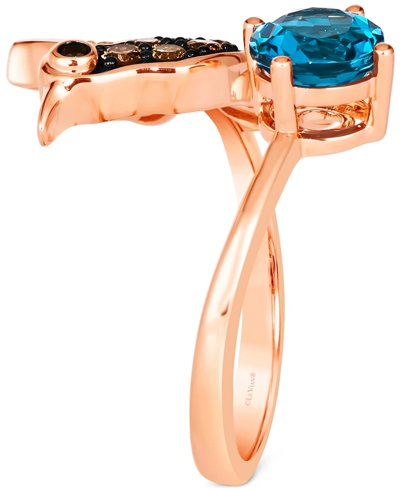Le Vian Deep Sea Blue Topaz (1-3/8 ct. t.w.) & Diamond (1/3 Hummingbird Ring 14k Rose Gold