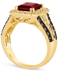 Le Vian Pomegranate Garnet (2-1/2 ct. t.w.) & Diamond (3/4 ct. t.w.) Halo Multirow Ring in 14k Gold