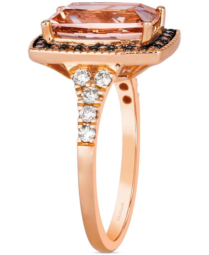 Le Vian Peach Morganite (2-1/3 ct. t.w.) & Diamond (3/8 ct. t.w.) Halo Statement Ring in 14k Rose Gold