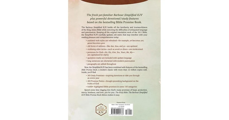 The Holy Bible: The Barbour Simplified Kjv Bible Promise Book Edition [Chestnut Floral]: A Carefully Updated Edition of the Time-Tested King James Ver
