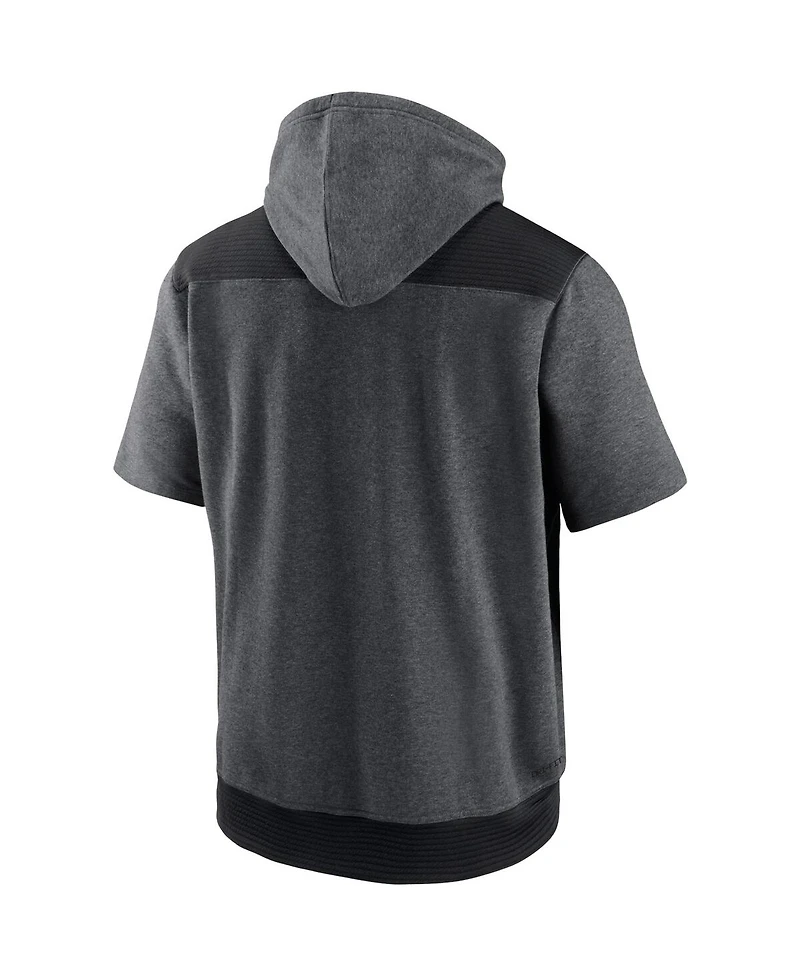 Men's Nike Heathered Charcoal, Black Milwaukee Brewers Authentic Collection Dry Flux Performance Quarter-Zip Short Sleeve Hoodie