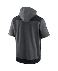 Men's Nike Heathered Charcoal, Black Milwaukee Brewers Authentic Collection Dry Flux Performance Quarter-Zip Short Sleeve Hoodie