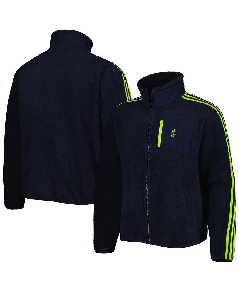 Men's adidas Navy Manchester United Lifestyler Fleece Full-Zip Jacket