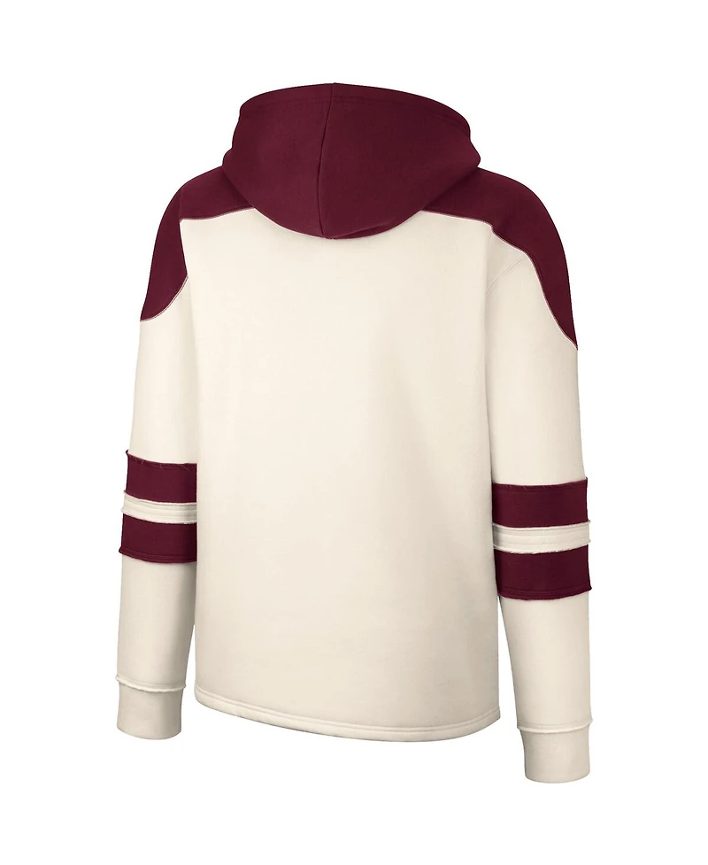 Men's Colosseum Cream Texas A&M Aggies Lace-Up 4.0 Vintage-Like Pullover Hoodie