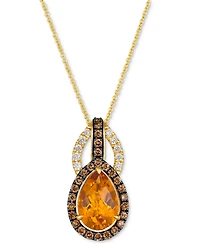 Le Vian Cinnamon Citrine (2-3/4 ct. t.w.) & Diamond (5/8 ct. t.w.) Double Teardrop Pendant Necklace in 14k Gold, 18" + 2" extender