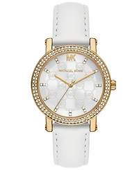 Michael Kors Women's Corey Three-Hand White Leather Watch 38mm
