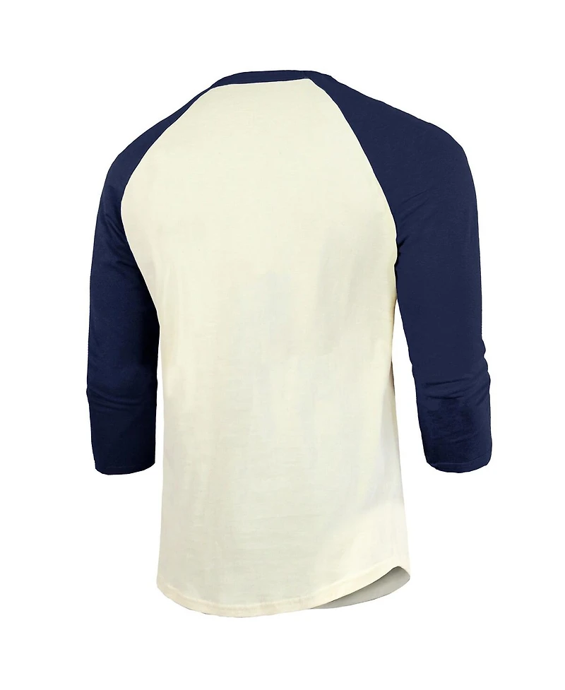Men's Majestic Threads Cream, Navy Houston Astros 2022 World Series Champions Divide And Conquer Tri-Blend Raglan 3/4-Sleeve T-shirt