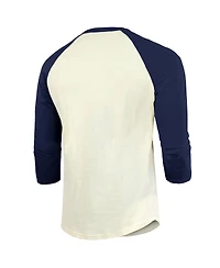Men's Majestic Threads Cream, Navy Houston Astros 2022 World Series Champions Divide And Conquer Tri-Blend Raglan 3/4-Sleeve T-shirt