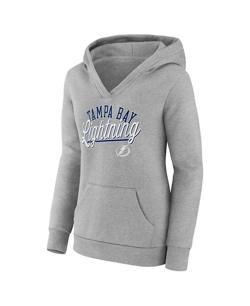 Women's Fanatics Gray Tampa Bay Lightning Simplicity Crossover V-Neck Pullover Hoodie