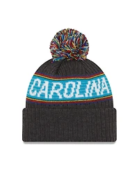 Men's New Era Heather Charcoal Carolina Panthers 2022 Greg Olsen x Atrium Health Levine Children's Hospital Pom Knit Hat