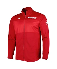 Men's Under Armour Red Wisconsin Badgers Knit Warm-Up Full-Zip Jacket