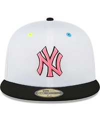 Men's New Era White New York Yankees Neon Eye 59FIFTY Fitted Hat