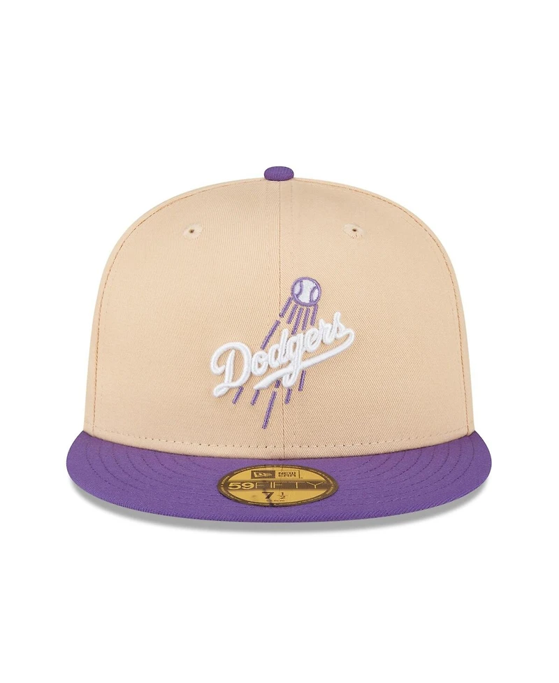 Men's New Era Peach, Purple Los Angeles Dodgers 1988 World Series Side Patch 59FIFTY Fitted Hat