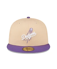 Men's New Era Peach, Purple Los Angeles Dodgers 1988 World Series Side Patch 59FIFTY Fitted Hat