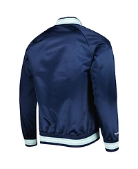 Men's Mitchell & Ness Deep Sea Blue Seattle Kraken Satin Full-Snap Varsity Jacket