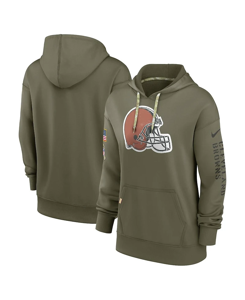 Women's Nike Olive Cleveland Browns 2022 Salute To Service Performance Pullover Hoodie