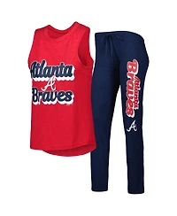 Concepts Sport Women's Navy, Red Atlanta Braves Wordmark Meter Muscle Tank Top and Pants Sleep Set