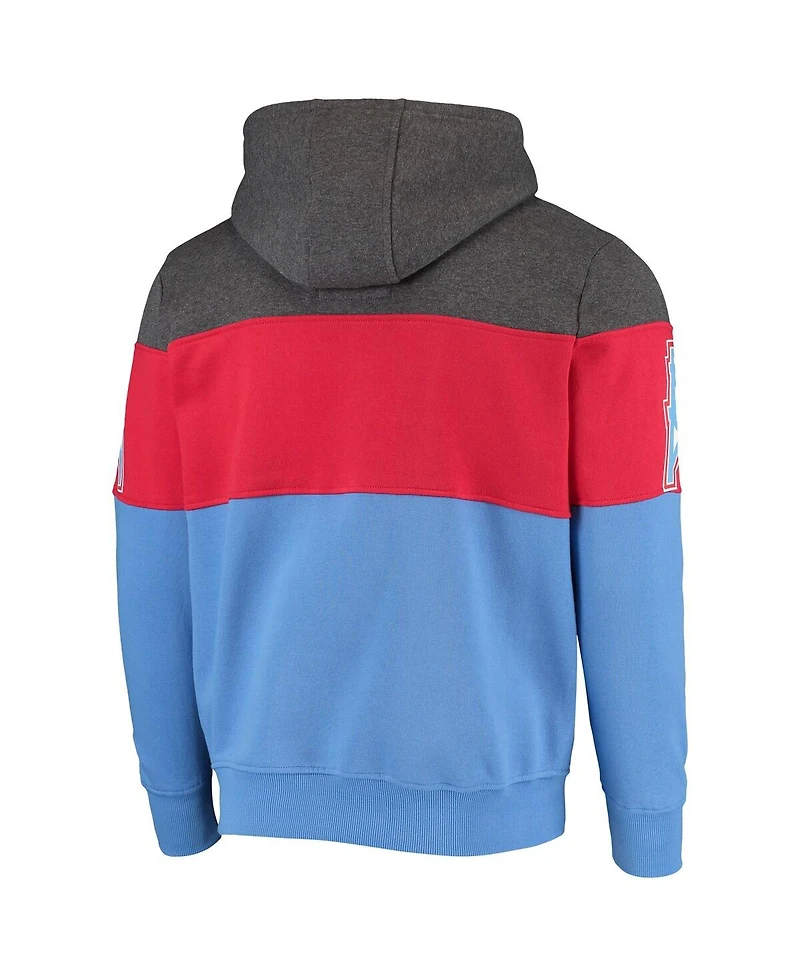 Men's Starter Gray and Red Houston Oilers Extreme Fireballer Throwback Pullover Hoodie
