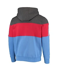 Men's Starter Gray and Red Houston Oilers Extreme Fireballer Throwback Pullover Hoodie
