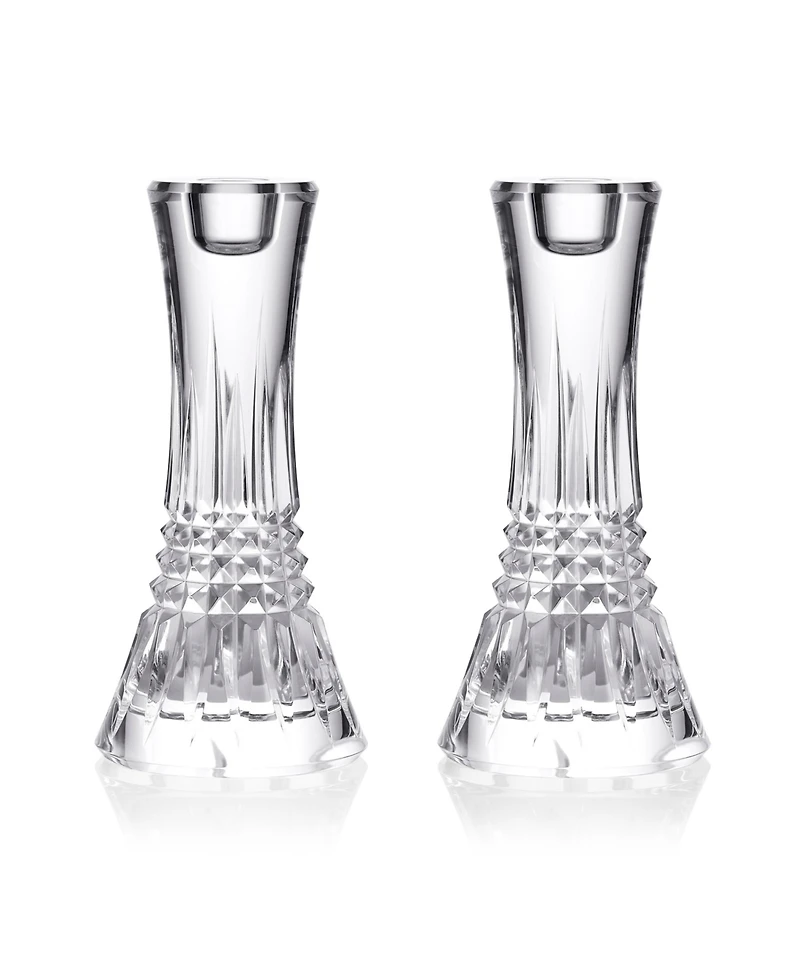 Waterford Lismore Diamond Candlestick 7", Set of 2