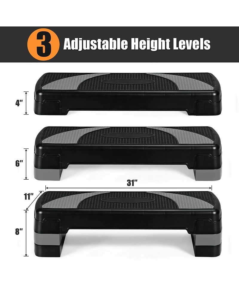 31'' Aerobic Exercise Stepper Cardio Trainer W/Riser Adjustable