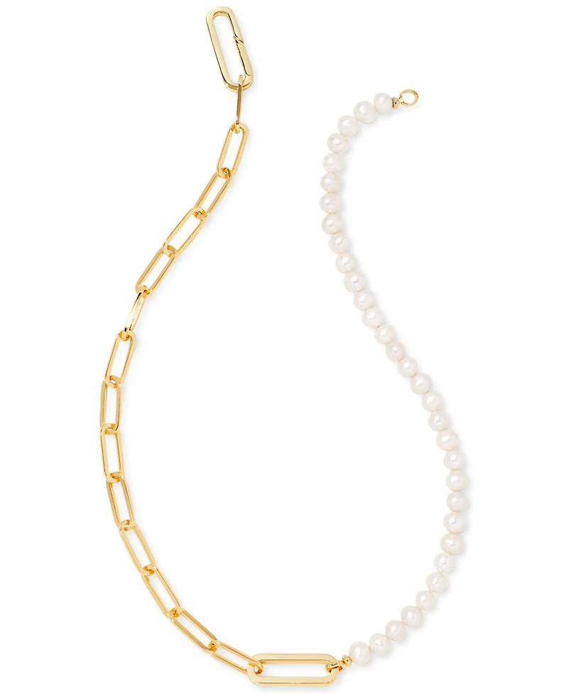 Kendra Scott 14k Gold-Plated Cultured Freshwater Pearl (6 - 6-1/2mm) Half Link 17-1/2" Collar Necklace