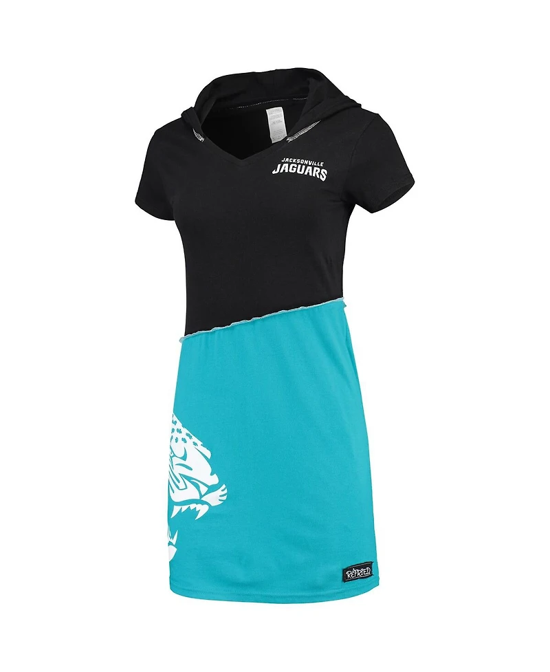 Women's Refried Apparel Black, Teal Jacksonville Jaguars Hooded Mini Dress