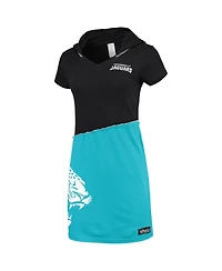 Women's Refried Apparel Black, Teal Jacksonville Jaguars Hooded Mini Dress
